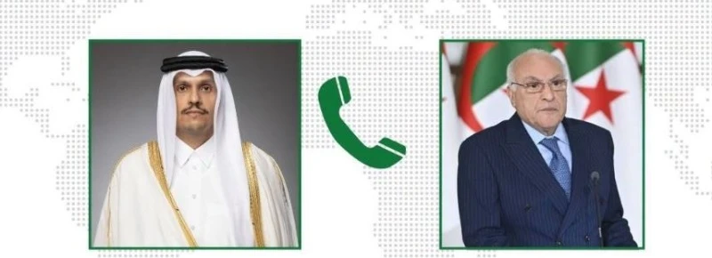 عطاف يتلقى مكالمة هاتفية من رئيس مجلس الوزراء وزير الخارجية لدولة قطر