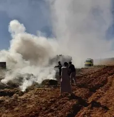 حريق مقطورة جرار محملة بحزم التبن بسعيدة